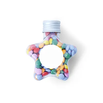 Tarro estrellar grageas de chocolate de colores 80ml
