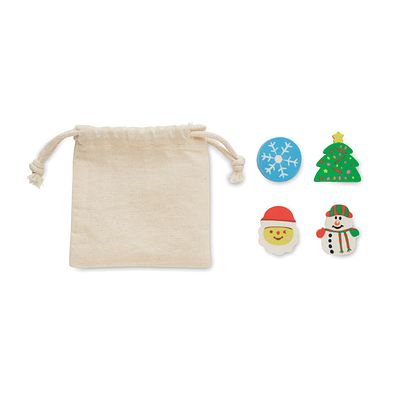 Set of 4 Christmas shaped erasers