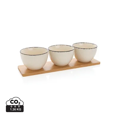 Ukiyo 3-piece bowl set with bamboo tray