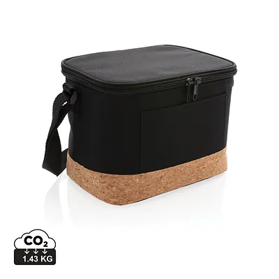 Two-tone bag and cooler with cork detail