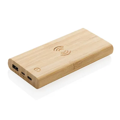 5W Wireless Bamboo Powerbank 8,000 mAh