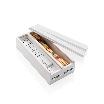 Mikado/Domino game in wooden box